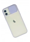Mey İthalat®  iPhone 12 Kılıf Palm Buzlu Kamera Sürgülü Silikon - Lila