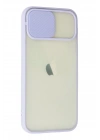 Mey İthalat®  iPhone 12 Kılıf Palm Buzlu Kamera Sürgülü Silikon - Lila