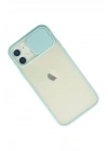 Mey İthalat®  iPhone 12 Kılıf Palm Buzlu Kamera Sürgülü Silikon - Turkuaz