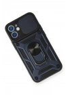 Mey İthalat®  iPhone 12 Kılıf Pars Lens Yüzüklü Silikon - Lacivert