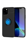 Mey İthalat®  iPhone 12 Kılıf Range Yüzüklü Silikon - Siyah-Mavi