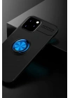 Mey İthalat®  iPhone 12 Kılıf Range Yüzüklü Silikon - Siyah-Mavi