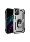 Mey İthalat®  iPhone 12 Kılıf Sofya Yüzüklü Silikon Kapak - Gümüş