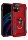 Mey İthalat®  iPhone 12 Kılıf Sofya Yüzüklü Silikon Kapak - Kırmızı