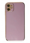 Mey İthalat®  iPhone 12 Kılıf Volet Silikon - Mor