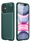Mey İthalat®  iPhone 12 Mini Kılıf Auto Focus Karbon Kapak - Yeşil