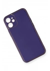 Mey İthalat®  iPhone 12 Mini Kılıf Coco Deri Silikon Kapak - Mor