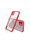 Mey İthalat®  iPhone 12 Mini Kılıf Miami Şeffaf Silikon - Kırmızı