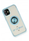 Mey İthalat®  iPhone 12 Mini Kılıf Montreal Yüzüklü Silikon Kapak - Buz Mavi