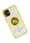 Mey İthalat®  iPhone 12 Mini Kılıf Montreal Yüzüklü Silikon Kapak - Sarı