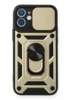 Mey İthalat®  iPhone 12 Mini Kılıf Pars Lens Yüzüklü Silikon - Gold