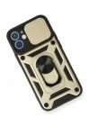 Mey İthalat®  iPhone 12 Mini Kılıf Pars Lens Yüzüklü Silikon - Gold