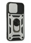 Mey İthalat®  iPhone 12 Mini Kılıf Pars Lens Yüzüklü Silikon - Gümüş