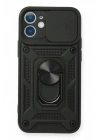 Mey İthalat®  iPhone 12 Mini Kılıf Pars Lens Yüzüklü Silikon - Siyah