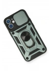 Mey İthalat®  iPhone 12 Mini Kılıf Pars Lens Yüzüklü Silikon - Yeşil