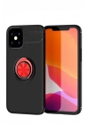 Mey İthalat®  iPhone 12 Mini Kılıf Range Yüzüklü Silikon - Siyah-Kırmızı