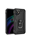 Mey İthalat®  iPhone 12 Mini Kılıf Sofya Yüzüklü Silikon Kapak - Siyah