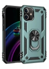 Mey İthalat®  iPhone 12 Mini Kılıf Sofya Yüzüklü Silikon Kapak - Yeşil
