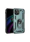 Mey İthalat®  iPhone 12 Mini Kılıf Sofya Yüzüklü Silikon Kapak - Yeşil