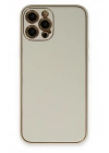 Mey İthalat®  iPhone 12 Pro Kılıf Coco Deri Silikon Kapak - Beyaz