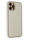 Mey İthalat®  iPhone 12 Pro Kılıf Coco Deri Silikon Kapak - Beyaz