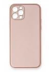Mey İthalat®  iPhone 12 Pro Kılıf Coco Deri Silikon Kapak - Pembe