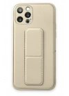 Mey İthalat®  iPhone 12 Pro Kılıf Coco Deri Standlı Kapak - Beyaz