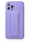 Mey İthalat®  iPhone 12 Pro Kılıf Coco Deri Standlı Kapak - Koyu Lila