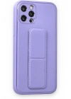 Mey İthalat®  iPhone 12 Pro Kılıf Coco Deri Standlı Kapak - Koyu Lila