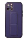 Mey İthalat®  iPhone 12 Pro Kılıf Coco Deri Standlı Kapak - Mor