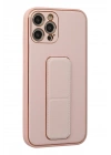 Mey İthalat®  iPhone 12 Pro Kılıf Coco Deri Standlı Kapak - Pembe