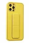 Mey İthalat®  iPhone 12 Pro Kılıf Coco Deri Standlı Kapak - Sarı