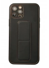 Mey İthalat®  iPhone 12 Pro Kılıf Coco Deri Standlı Kapak - Siyah