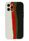Mey İthalat®  iPhone 12 Pro Kılıf Ebruli Lansman Silikon - Beyaz-Siyah