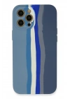 Mey İthalat®  iPhone 12 Pro Kılıf Ebruli Lansman Silikon - Mavi-Gri
