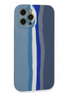Mey İthalat®  iPhone 12 Pro Kılıf Ebruli Lansman Silikon - Mavi-Gri