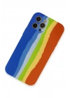 Mey İthalat®  iPhone 12 Pro Kılıf Ebruli Lansman Silikon - Mavi-Turuncu