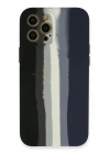 Mey İthalat®  iPhone 12 Pro Kılıf Ebruli Lansman Silikon - Siyah-Lacivert