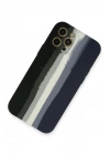 Mey İthalat®  iPhone 12 Pro Kılıf Ebruli Lansman Silikon - Siyah-Lacivert