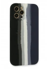 Mey İthalat®  iPhone 12 Pro Kılıf Ebruli Lansman Silikon - Siyah-Lacivert