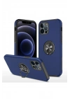 Mey İthalat®  iPhone 12 Pro Kılıf Elit Yüzüklü Kapak - Lacivert