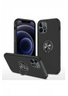 Mey İthalat®  iPhone 12 Pro Kılıf Elit Yüzüklü Kapak - Siyah