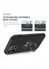 Mey İthalat®  iPhone 12 Pro Kılıf Elit Yüzüklü Kapak - Siyah