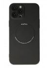 Mey İthalat®  iPhone 12 Pro Kılıf Jack Magneticsafe Lens Silikon - Siyah
