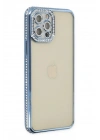 Mey İthalat®  iPhone 12 Pro Kılıf Joke Taşlı Silikon - Mavi