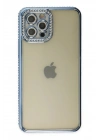 Mey İthalat®  iPhone 12 Pro Kılıf Joke Taşlı Silikon - Mavi