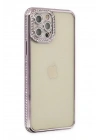 Mey İthalat®  iPhone 12 Pro Kılıf Joke Taşlı Silikon - Mor
