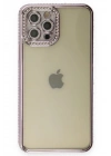 Mey İthalat®  iPhone 12 Pro Kılıf Joke Taşlı Silikon - Mor