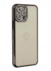 Mey İthalat®  iPhone 12 Pro Kılıf Joke Taşlı Silikon - Siyah