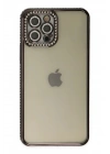 Mey İthalat®  iPhone 12 Pro Kılıf Joke Taşlı Silikon - Siyah
